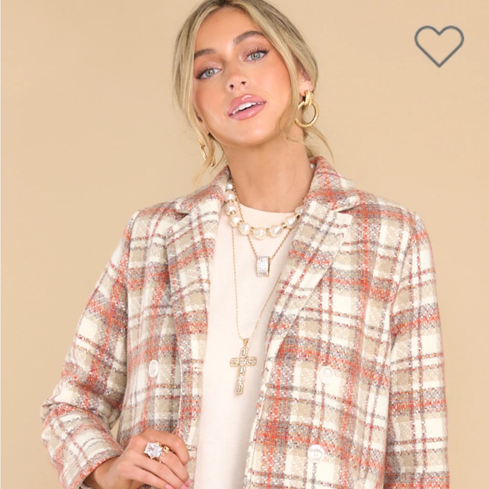 AURA Multi-beige tweed coat.
